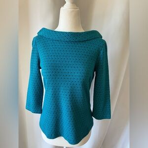 Boden Blue and Dark Grey Knit Top Womens US 6P